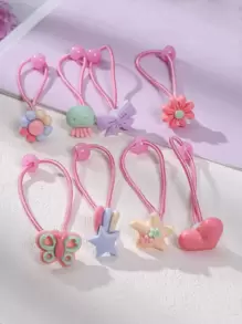 20 piezas Surtido de estilo de accesorios para el cabello de niñas con flores, mariposas y animales de dibujos animados de resina
