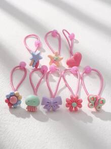20 piezas Surtido de estilo de accesorios para el cabello de niñas con flores, mariposas y animales de dibujos animados de resina