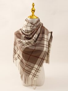Plaid Fringe Trim Scarf - Multicolor - View 2