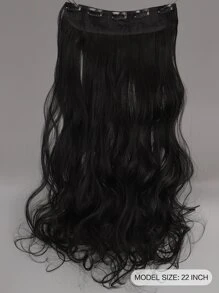 Natural Long Curly Synthetic Hair Extension - Black - View 2
