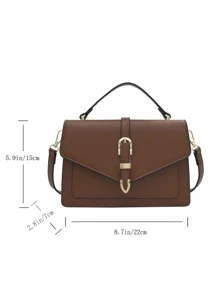 Lightweight, Business Casual Minimalist Metal Decor Flap Square Bag(Random Hardware Clips On Both Sides) For Teen Girls Women College Students, Rookies & White-Collar Workers Perfect For Office, College, Work, Business, Commute, Outdoors, Travel, Outings, Business Casual Bag For Women, Perfect For Office, Business And Work, Bag For Women Elegant