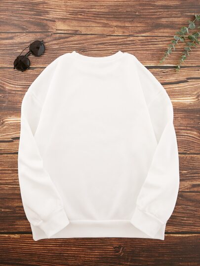 SHEIN Essnce Sudadera con estampado de bandera estadounidense y letra con forro térmico