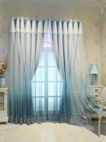 蕾絲設計漸層顏色單片窗簾 - 彩色 - 查看 2