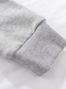 SHEIN Cô Gái Trẻ 1 Miếng Đồ họa vương miện và chữ cái Áo chui đầu - Xám - Xem 4