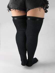 Calcetines sobre rodilla con diseño de hebilla - Negro - Ver 2