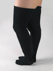 Calcetines sobre rodilla con diseño de hebilla - Negro - Ver 4