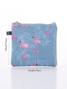 1pc Flamingo & Tropical Print Sanitary Napkin Storage Bag