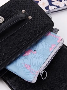 1pc Flamingo & Tropical Print Sanitary Napkin Storage Bag