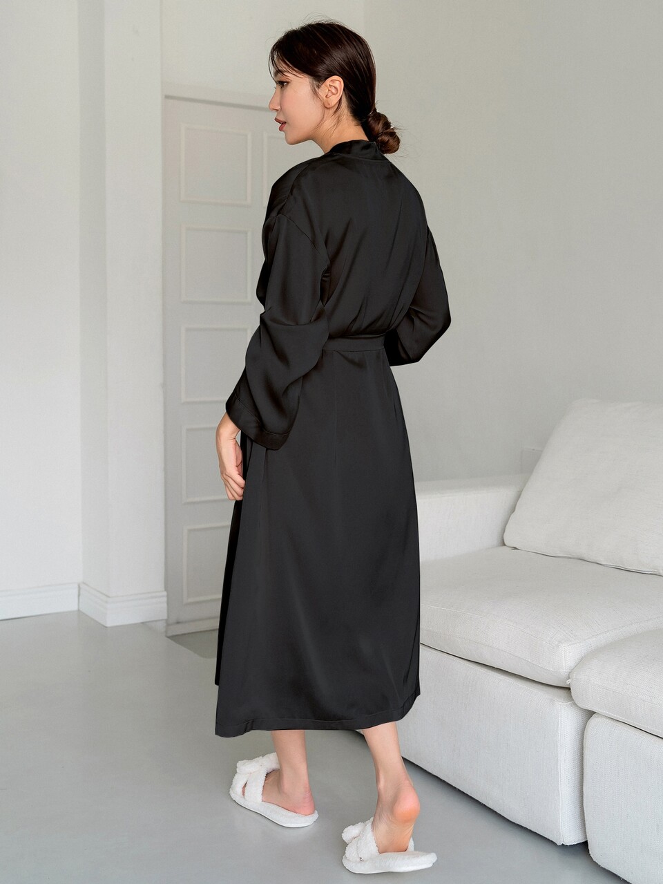 Drop Shoulder Belted Sleep Robe Fall,Winter Pajama