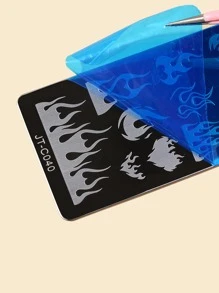 1sheet Fire Pattern Nail Art Template,Nail Supplies,Nail Tools,Nail Art Tools,Back To School,Nails,Nail Tools For Press On Nails - Multicolor - View 2