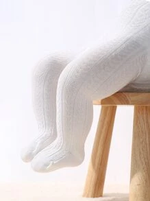 素色嬰兒褲襪 - 白色 - 查看 3