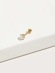 1副人造珍珠裝飾耳釘 - 金黃色 - 查看 1