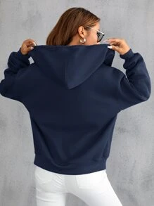 Lunelith SHEIN Lunessa Zip Up Drop Shoulder Drawstring Hoodie,Long Sleeve Tops Graduation,Back To School Outfits,Graduation,Teacher Outfits For Women,Back To School Pullover Fall Outfit