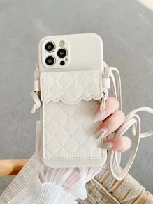 插卡槽手機殼附帶繩子 - 米色 - 查看 1