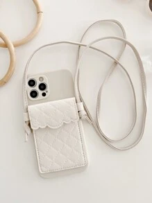 插卡槽手機殼附帶繩子 - 米色 - 查看 4