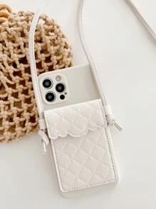 插卡槽手機殼附帶繩子 - 米色 - 查看 5