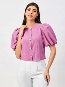 Mulvari 泡泡袖前紐扣襯衫