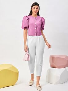 Mulvari 泡泡袖前紐扣襯衫