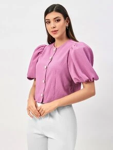 Mulvari 泡泡袖前紐扣襯衫