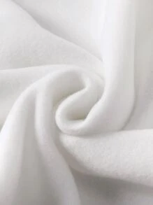 INAWLY Slogan Graphic Contrast Collar Thermal Lined Quarter Zipper Sweatshirt - White - View 6