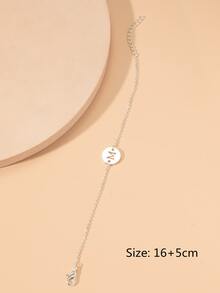 Letter Detail Round Decor Bracelet - Silver - View 3