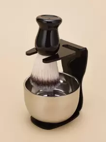 Limpieza de barba facial, peluquería, belleza, cepillo de barba para hombres, tres juegos de estante para cepillos de barba, tazón de espuma, herramientas de estilismo - Multicolor - Ver 1