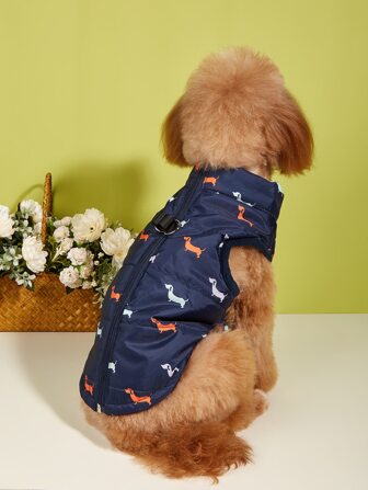 1pc Dog Print Pet Jacket