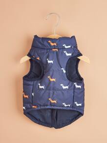 1pc Dog Print Pet Jacket - Royal Blue - View 5