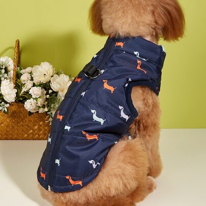 1pc Dog Print Pet Jacket