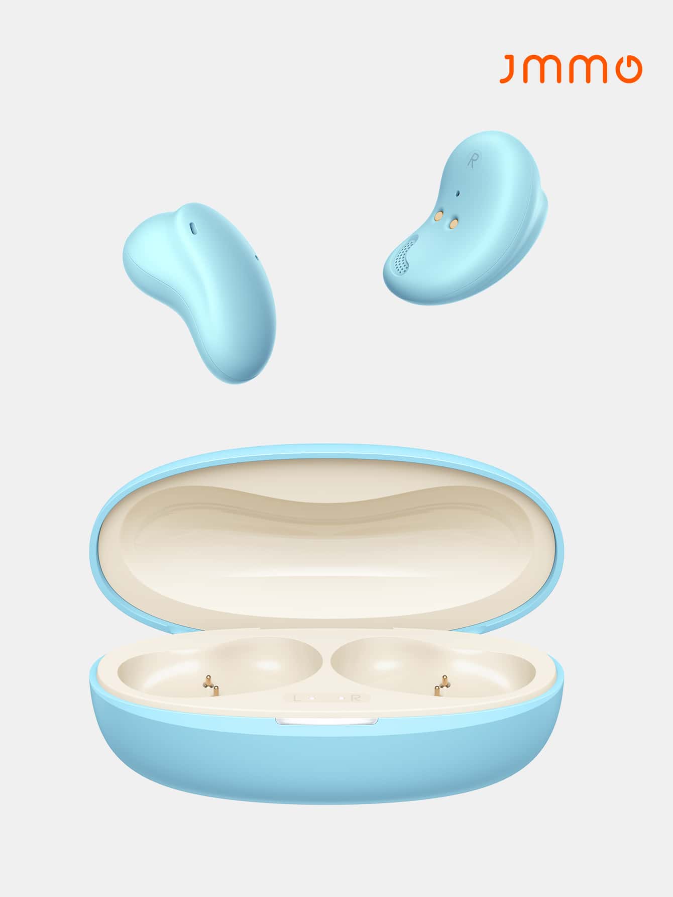 JMMO 无线耳塞式耳机 0.14 盎司（4 克），配备 10 毫米驱动器、USB-C 快速充电和 ENC 降噪技术，适合女性、儿童、男性、游戏耳机、节日礼物、圣诞礼物，秋冬必备品 - 藍色 - 查看 1