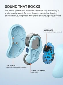 JMMO 无线耳塞式耳机 0.14 盎司（4 克），配备 10 毫米驱动器、USB-C 快速充电和 ENC 降噪技术，适合女性、儿童、男性、游戏耳机、节日礼物、圣诞礼物，秋冬必备品 - 藍色 - 查看 4