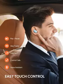 JMMO 无线耳塞式耳机 0.14 盎司（4 克），配备 10 毫米驱动器、USB-C 快速充电和 ENC 降噪技术，适合女性、儿童、男性、游戏耳机、节日礼物、圣诞礼物，秋冬必备品 - 藍色 - 查看 8