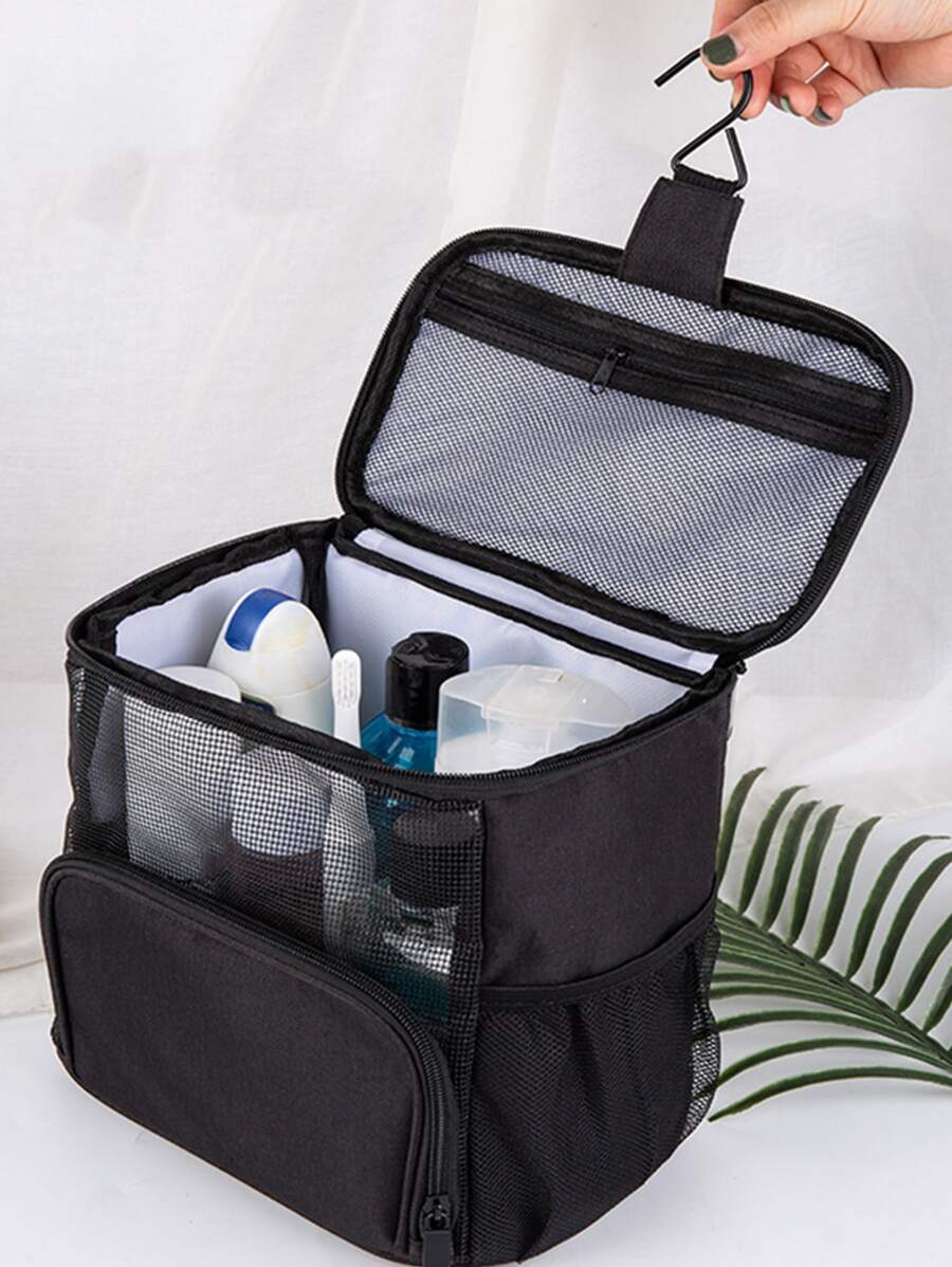 Hanging Waterproof Toiletry Travel Bag - Black - View 1