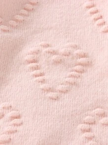 青少女心型圖案爆米花針織毛衣 - 淺粉色 - 查看 6