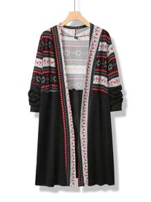 Mulvari Áo khoác cỡ lớn Hình học Bộ lạc Giải trí - màu đen - Xem 1