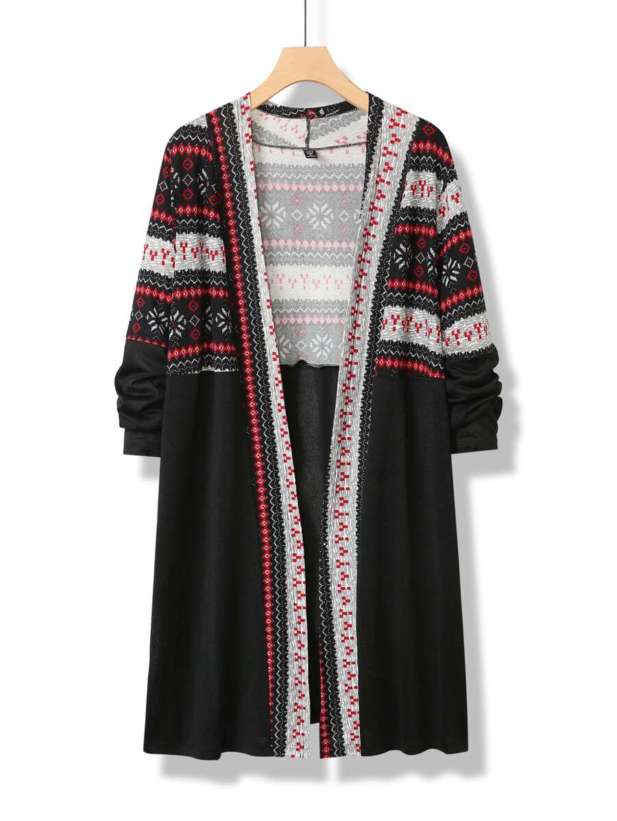 Mulvari Áo khoác cỡ lớn Hình học Bộ lạc Giải trí - màu đen - Xem 1