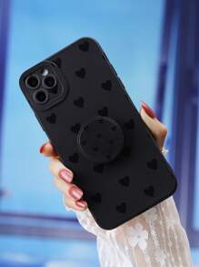 Vỏ điện thoại in hình trái tim với tay cầm in đậm - màu đen - Xem 3