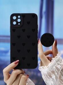 Vỏ điện thoại in hình trái tim với tay cầm in đậm - màu đen - Xem 4