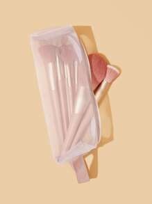 Cosmetic Brush Storage Bag 1pc Cosmetic Tools, Cosmetics, Toiletries Bag, Writing Pen Storage Bag - Dusty Pink - View 2