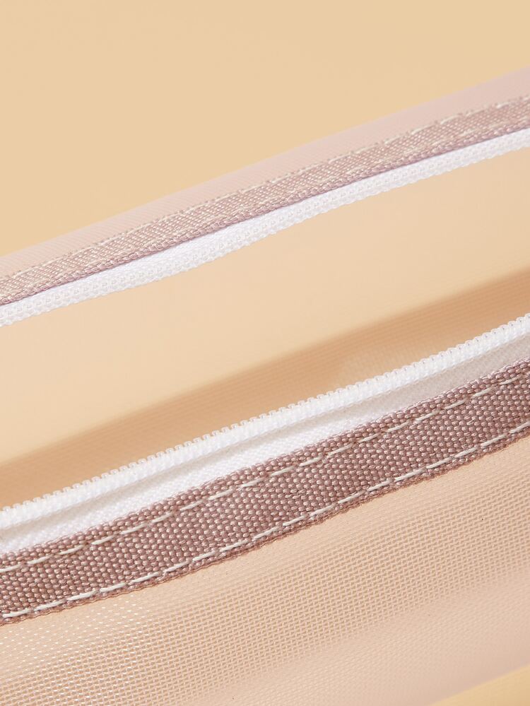 化妆刷收纳袋 1pc 化妆工具、化妆品、洗漱用品袋、书写笔收纳袋 - 藕粉色 - 查看 3