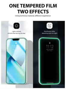 2pcs Green Air Bubble Glow-In-The-Dark Apple Logo Tempered Glass Screen Protector Compatible With Iphone All Models: X/XR/13/14Pro/15/15PROMAX/16/16Pro/16Promax/16Plus Gift For Birthday, Family, Friends Phone Screen Protector, Phone Accessories Waterproof Shockproof Anti-Fall Anti-Fall Scratch Resistant Anti-Fingerprint Full Cover