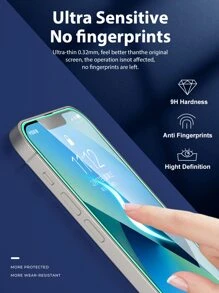 2pcs Green Air Bubble Glow-In-The-Dark Apple Logo Tempered Glass Screen Protector Compatible With Iphone All Models: X/XR/13/14Pro/15/15PROMAX/16/16Pro/16Promax/16Plus Gift For Birthday, Family, Friends Phone Screen Protector, Phone Accessories Waterproof Shockproof Anti-Fall Anti-Fall Scratch Resistant Anti-Fingerprint Full Cover
