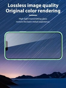 2pcs Green Air Bubble Glow-In-The-Dark Apple Logo Tempered Glass Screen Protector Compatible With Iphone All Models: X/XR/13/14Pro/15/15PROMAX/16/16Pro/16Promax/16Plus Gift For Birthday, Family, Friends Phone Screen Protector, Phone Accessories Waterproof Shockproof Anti-Fall Anti-Fall Scratch Resistant Anti-Fingerprint Full Cover