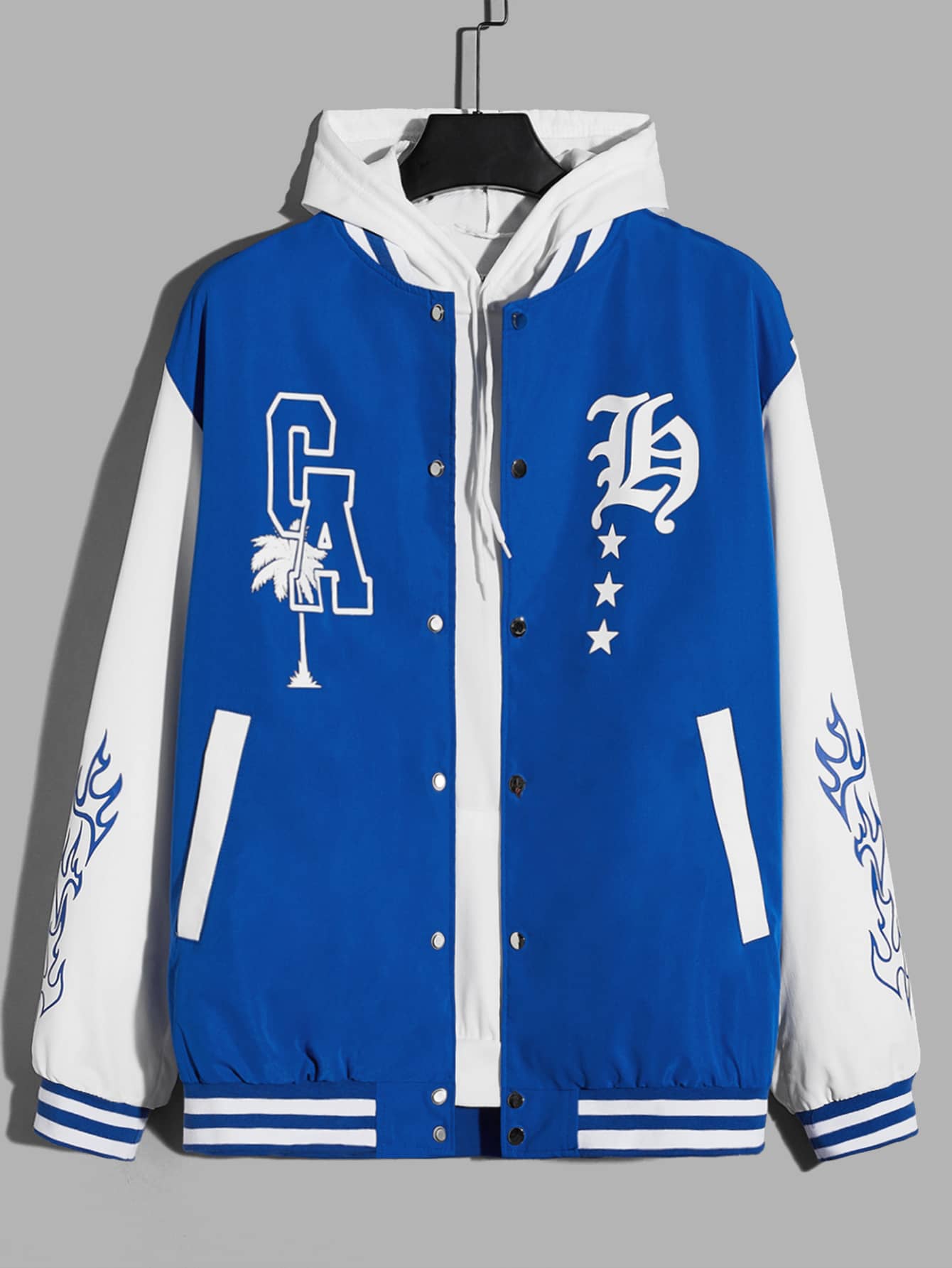 文字刺繍メンズストライプトリム スタジャン