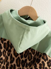 Toddler Girls Leopard Panel Zip Up Hooded Jacket - Multicolor - View 3