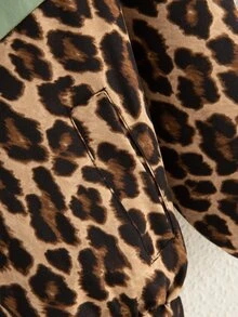 Toddler Girls Leopard Panel Zip Up Hooded Jacket - Multicolor - View 6