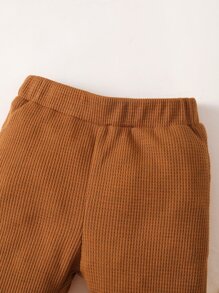 男婴童熊和字母貼布插肩袖衛衣和衛褲