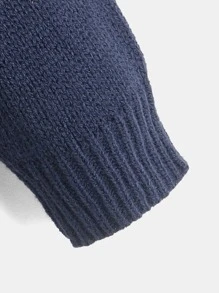 SHEIN Young Boy Cable Knit Cardigan - Navy Blue - View 4