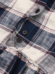 Girls Plaid Print Button Front Hooded Dress
