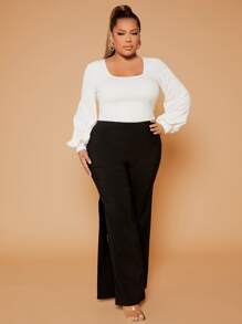 SHEIN SXY Camiseta de cuello cuadrado de manga farol